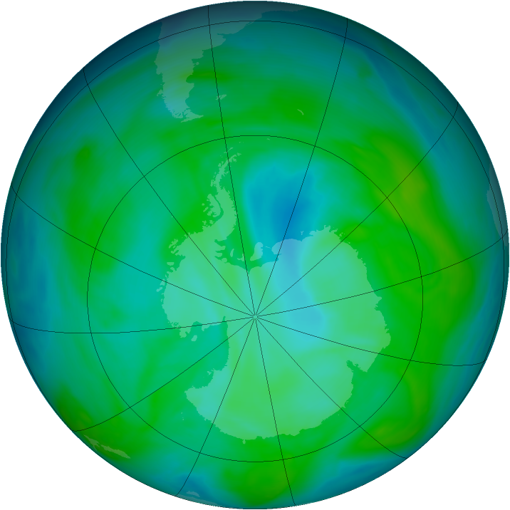 Antarctic ozone map for 18 December 2004